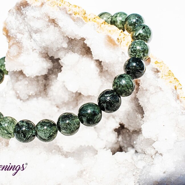 Green Rutilated Rutile Quartz Bracelets - 8mm Epidote Inclusions