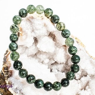 Green Rutilated Rutile Quartz Bracelets - 8mm Epidote Inclusions