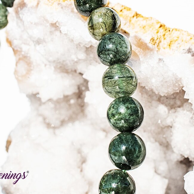 Green Rutilated Rutile Quartz Bracelets - 8mm Epidote Inclusions