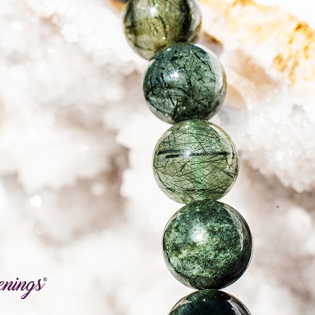 Green Rutilated Rutile Quartz Bracelets - 8mm Epidote Inclusions