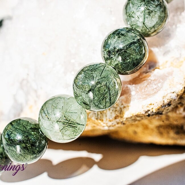 Green Rutilated Rutile Quartz Bracelets - 8mm Epidote Inclusions