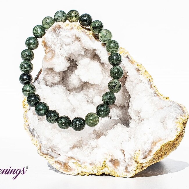 Green Rutilated Rutile Quartz Bracelets - 8mm Epidote Inclusions