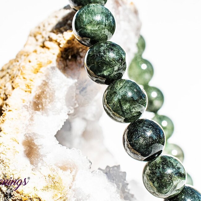 Green Rutilated Rutile Quartz Bracelets - 8mm Epidote Inclusions