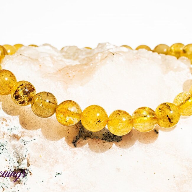 Gold (Golden Rutile Angel Venus Hair) Rutilated Quartz & Copper Quartz Bracelets - 6 - 8mm
