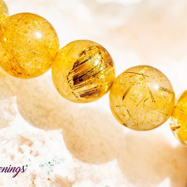 Gold (Golden Rutile Angel Venus Hair) Rutilated Quartz & Copper Quartz Bracelets - 6 - 8mm