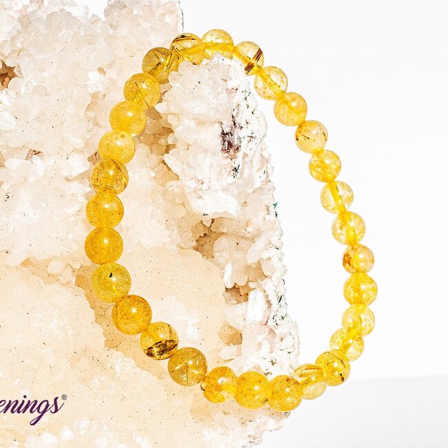 Gold (Golden Rutile Angel Venus Hair) Rutilated Quartz & Copper Quartz Bracelets - 6 - 8mm