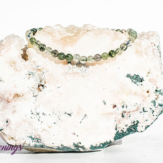 Green Rutilated Rutile Quartz Bracelets - 4mm Mini Epidote Inclusions