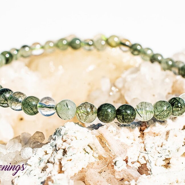 Green Rutilated Rutile Quartz Bracelets - 4mm Mini Epidote Inclusions