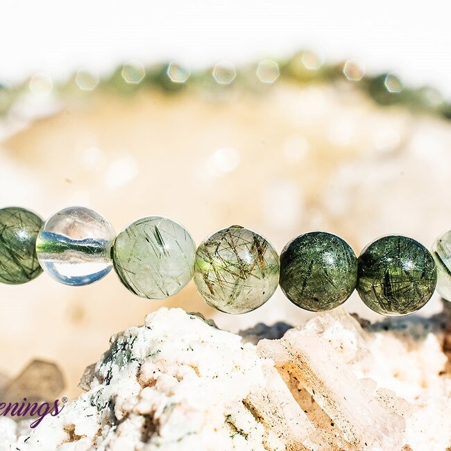 Green Rutilated Rutile Quartz Bracelets - 4mm Mini Epidote Inclusions