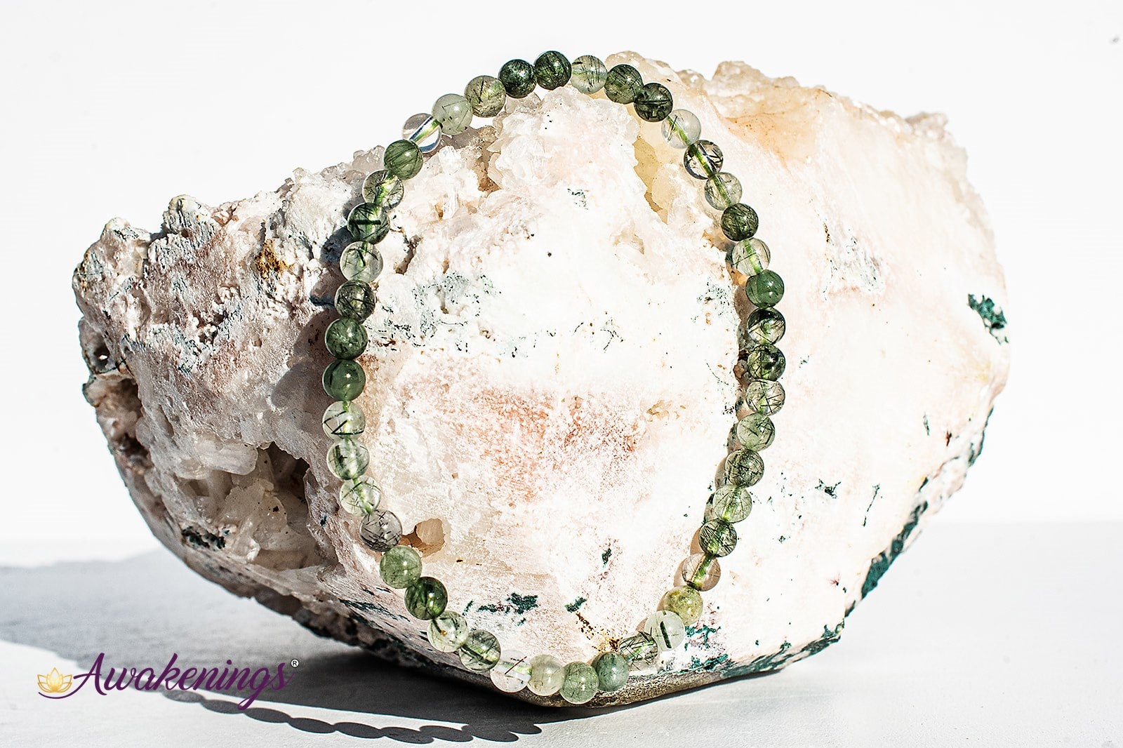 Green Rutilated Rutile Quartz Bracelets 4mm Mini Epidote