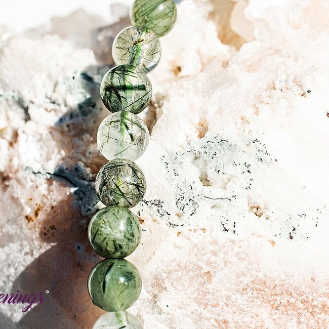Green Rutilated Rutile Quartz Bracelets - 4mm Mini Epidote Inclusions