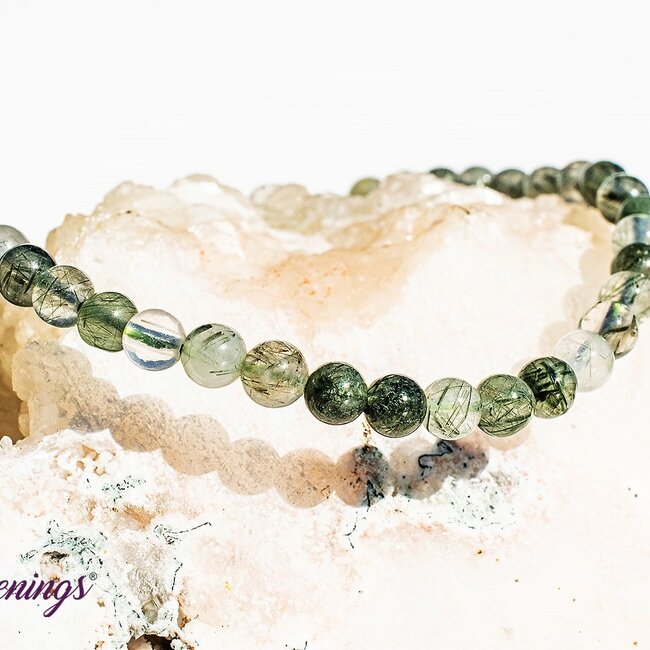 Green Rutilated Rutile Quartz Bracelets - 4mm Mini Epidote Inclusions