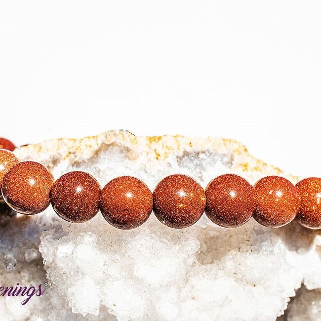 Goldstone Gold Sandstone Gemstone Stretchy Beaded Bracelet 8mm Awakenings