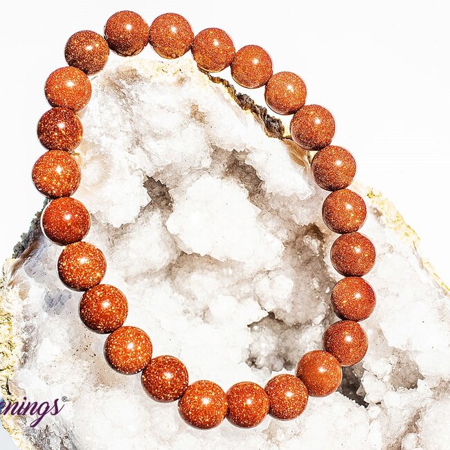 Goldstone Gold Sandstone Gemstone Stretchy Beaded Bracelet 8mm Awakenings