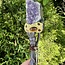 Wand & Amethyst Druzy, Peacock Feather, & Crescent Moon Charm- Large (17")
