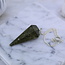 Vesuvianite (Idocrase) Pendulums - Dowsing Hexagonal Faceted Cone Point Divination - Silver Chain - Crystal Gemstone