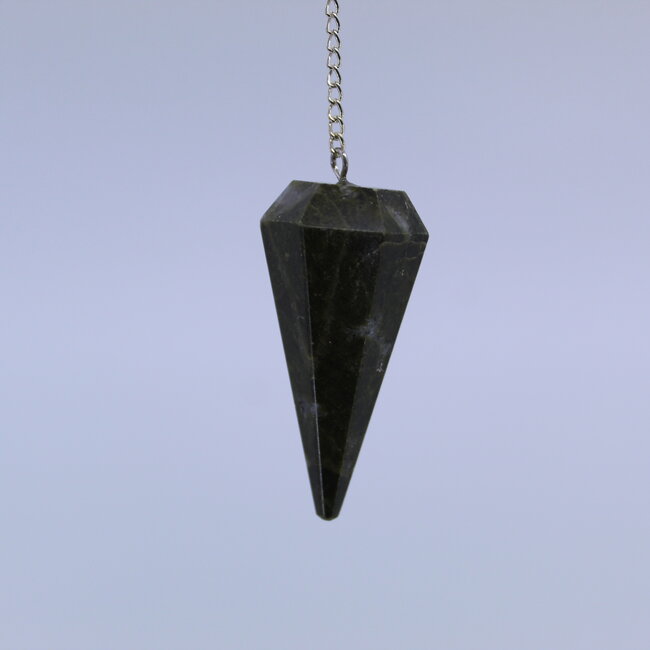 Vesuvianite (Idocrase) Pendulums - Dowsing Hexagonal Faceted Cone Point Divination - Silver Chain - Crystal Gemstone