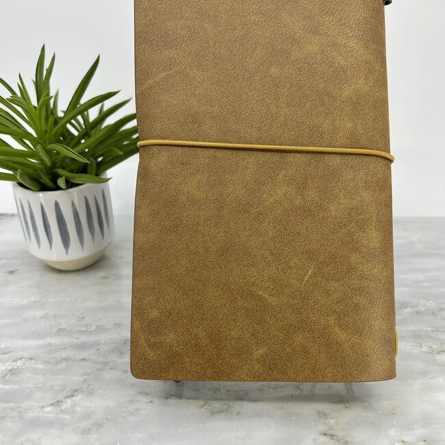 Flower of Life Chakra Meditation Journal Notebook - Brown Tan with Crystal Charm