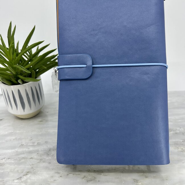 Flower of Life Chakra Meditation Journal Notebook - Blue with Crystal Charm