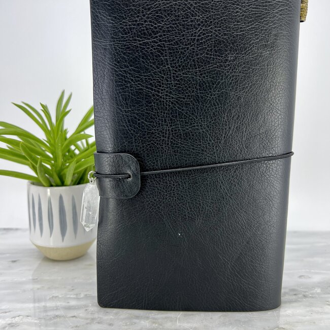 Tree of Life Journal Notebook- Black with Crystal Charm