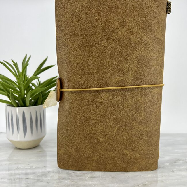 Tree of Life Journal Notebook - Brown Tan with Crystal Charm