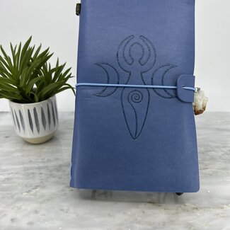 Spiral Moon Goddess Journal Notebook - Blue with Crystal Charm