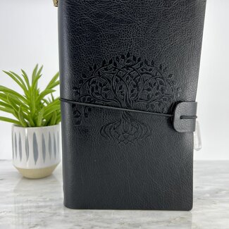 Tree of Life Journal Notebook- Black with Crystal Charm