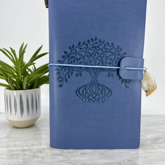 Tree of Life Journal Notebook - Blue with Crystal Charm