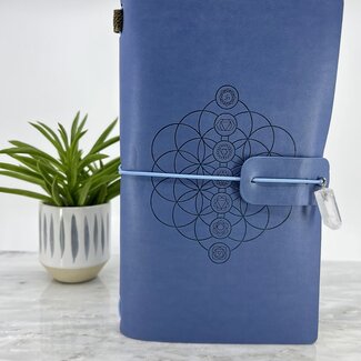 Seed of Life Chakra Journal Notebook - Blue with Crystal Charm