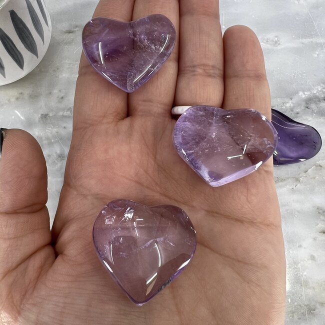 Lilac Amethyst Puffy Hearts - Small