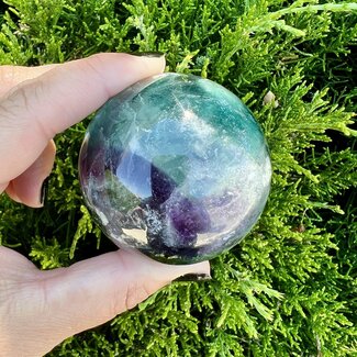 Snowflake Feather Rainbow Fluorite Sphere Orb - 60-65mm