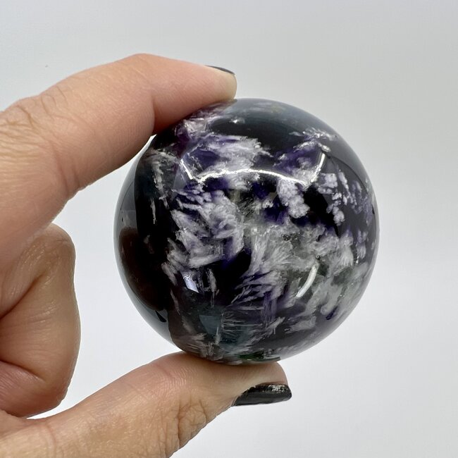 Snowflake Feather Rainbow Fluorite Sphere Orb - 50-55mm