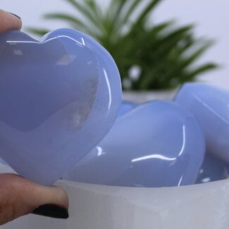 Blue Chalcedony Puffy Hearts - Large (2.5")