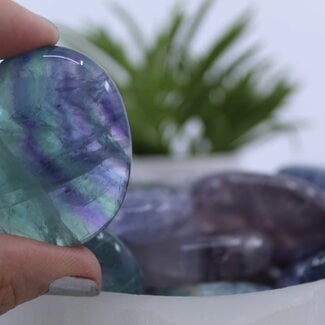 Rainbow Fluorite Palm Pillow Pocket Stone