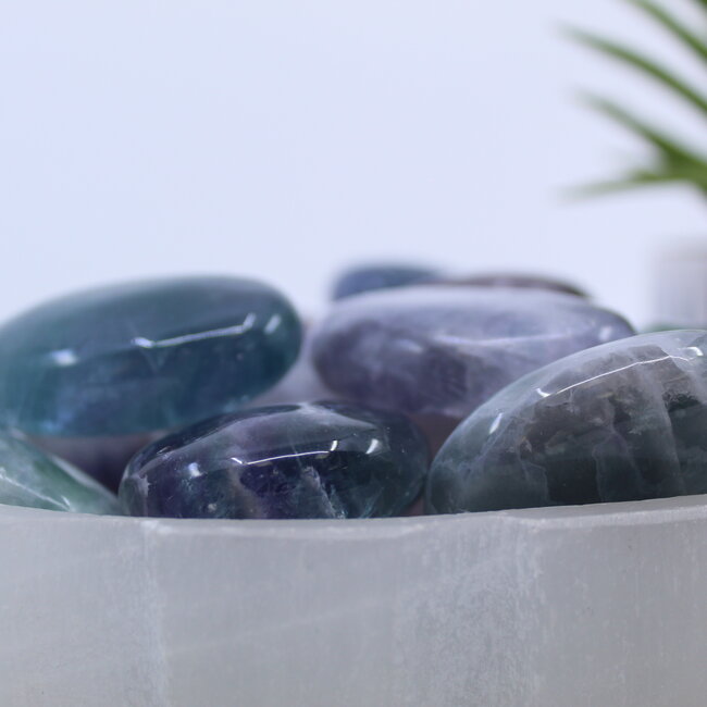 Rainbow Fluorite Palm Pillow Pocket Stone