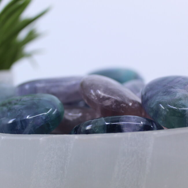 Rainbow Fluorite Palm Pillow Pocket Stone