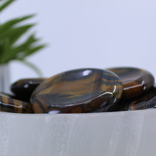 Blue Tigers Eye Worry Stone -Large Oval