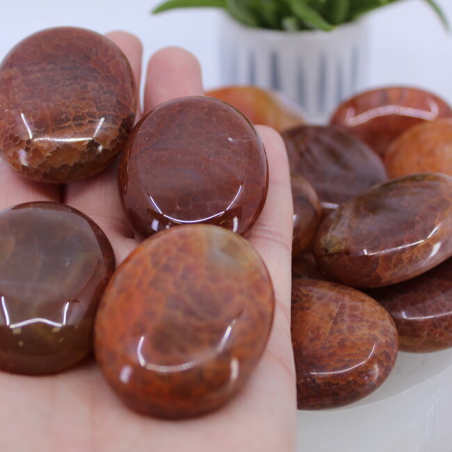 Fire Agate Palm Pillow Pocket Stone