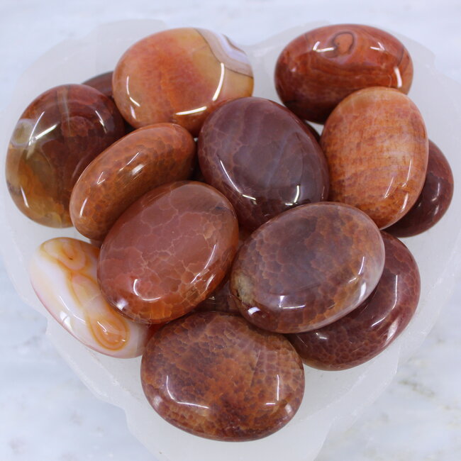 Fire Agate Palm Pillow Pocket Stone