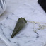 Green Jade Pendulums - Dowsing Hexagonal Faceted Cone Point Divination -Silver Chain Crystal Gemstone