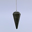 Green Jade Pendulum-Dowsing Hexagonal Faceted Cone Point Divination-Silver Chain-Crystal Gemstone