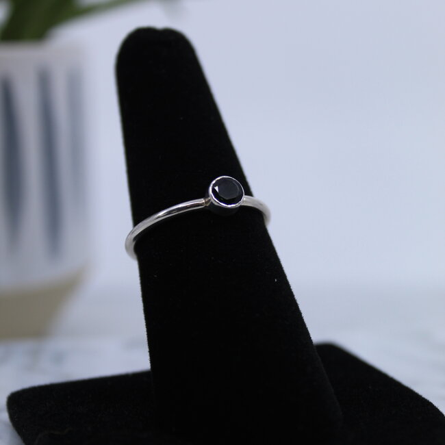 Green Tourmaline Rings - Size 7 Round Circle Faceted- Bezel Set Sterling Silver Watermelon