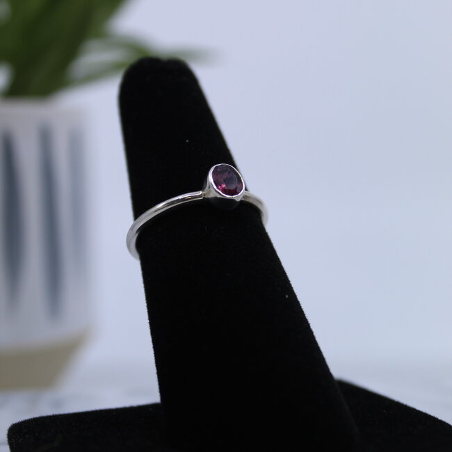 Watermelon Tourmaline (Pink) Round Faceted Ring-Size 6 Sterling Silver