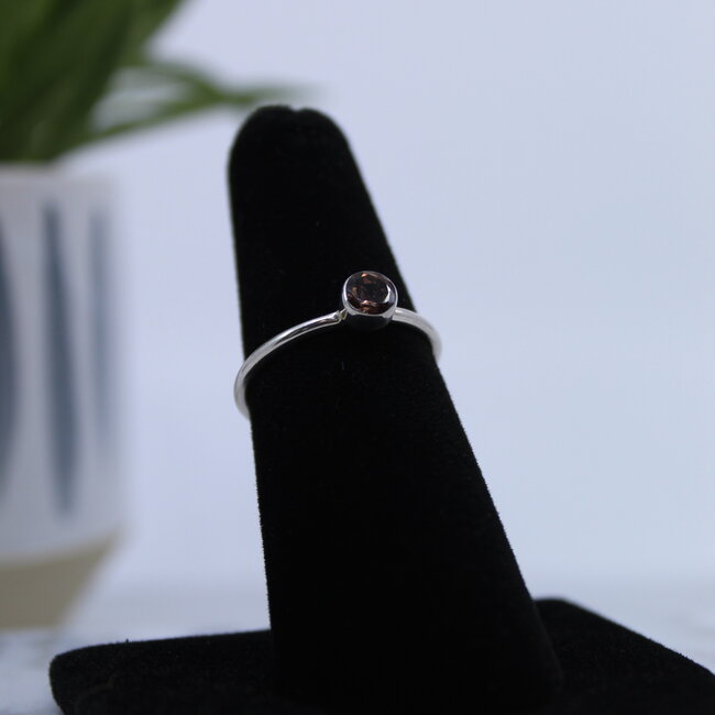 Watermelon Tourmaline (Pink) Round Faceted Ring-Size 6 Sterling Silver