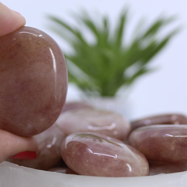 Strawberry Quartz (Red Guava) Palm Pillow Pocket Stone