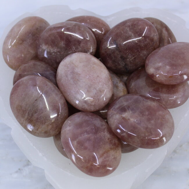 Strawberry Quartz (Red Guava) Palm Pillow Pocket Stone