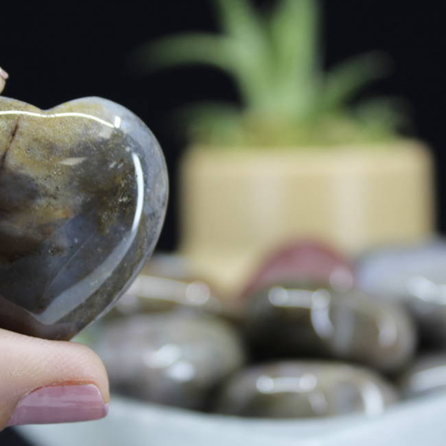 Ocean (Sea Sediment) Jasper Hearts - Mini 1"