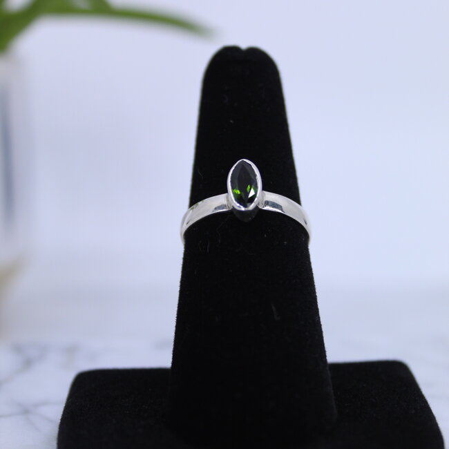 Chrome Diopside Ring-Size 7 Marquise Faceted Sterling Silver