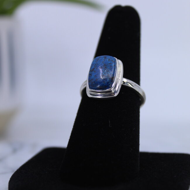 Shattuckite Rectangle Rings - Size 8 Double Bezel Set - Sterling Silver