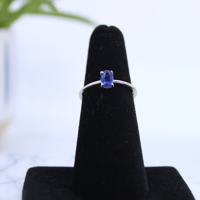 Blue Kyanite Faceted Oval Ring-Size 6 Sterling Silver
